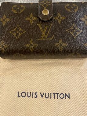 Louis Vuitton Brown Monogram Canvas Snap Wallet with Gold Hardware